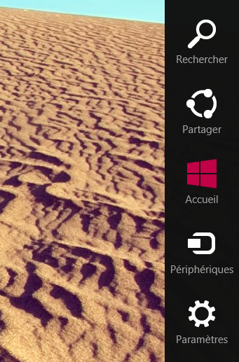 Barre des charmes - Windows 8