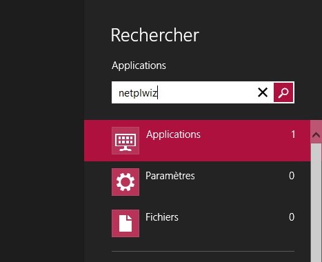 netplwiz - Windows 8